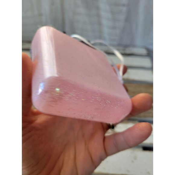 Pink car sparkle square ornament Xmas holiday tree - Picture 6 of 8